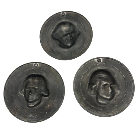 Bicentennial Empire Pewter Plaques Set Fred Press USA Presidents Founding Father - Picture 2 of 7
